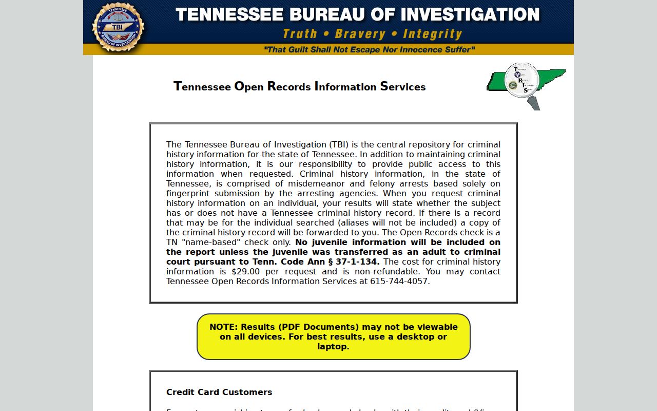 Lawrence County criminal history TORIS name search portal