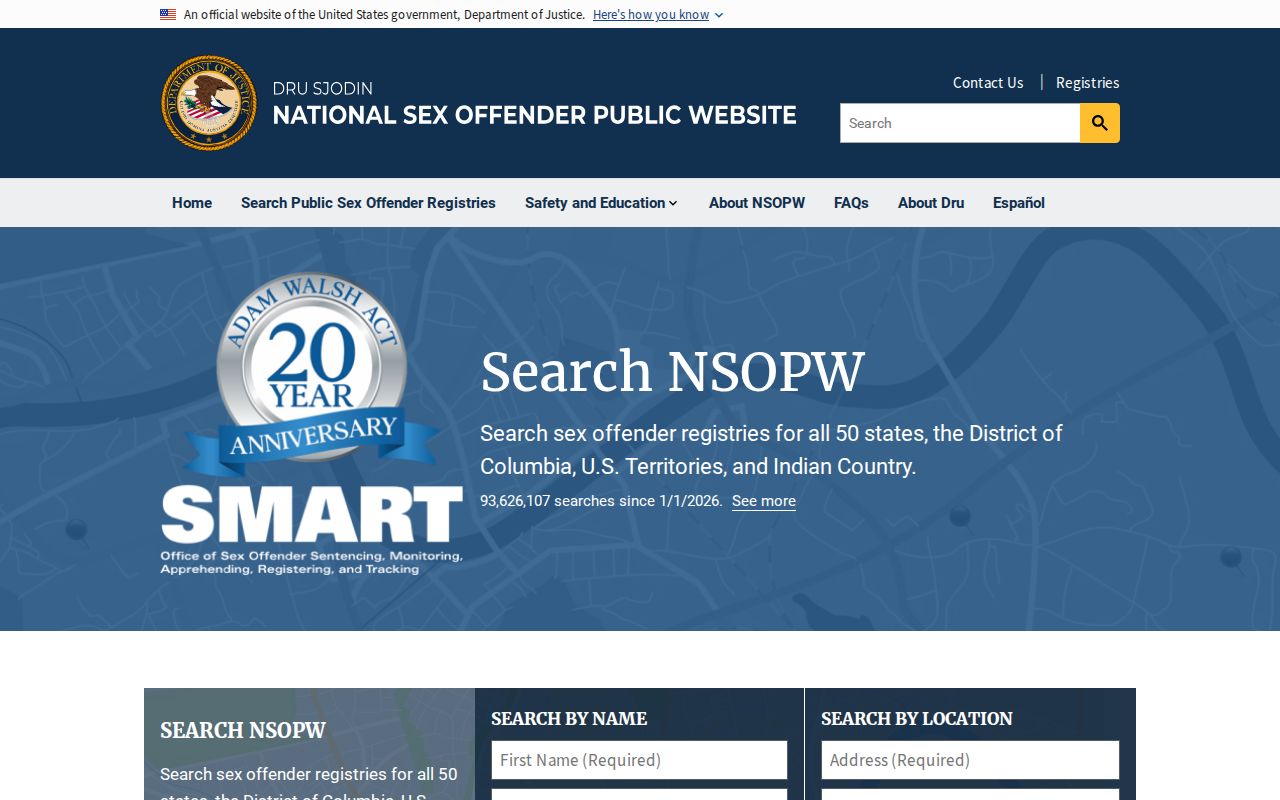 National registry search used with Lawrence County sex offender records