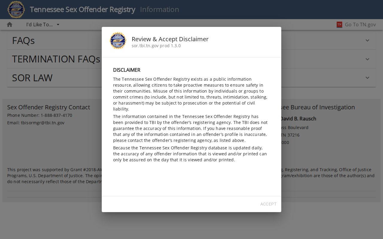 Lawrence County sex offender registry information and law page