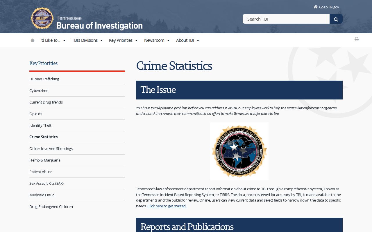 St. Joseph criminal record statistics through the Tennessee Bureau of Investigation